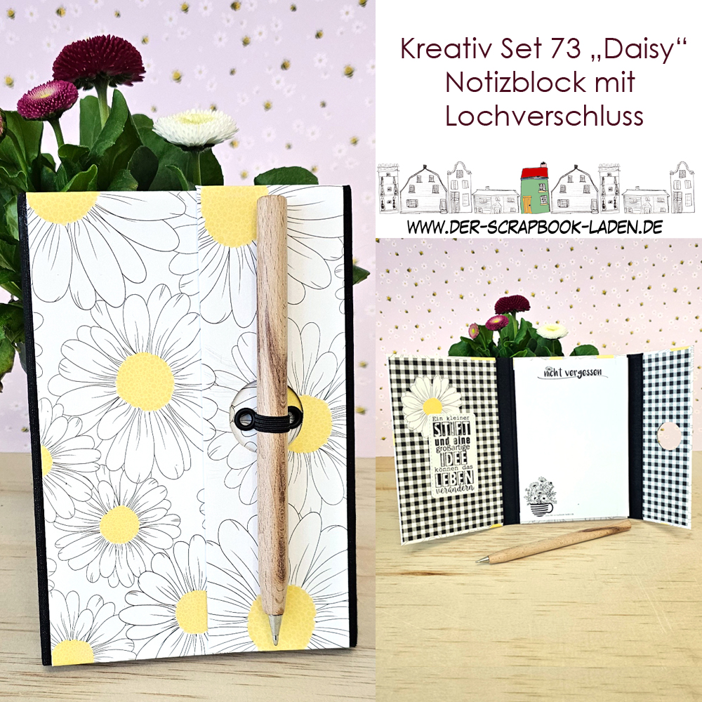 Kreativ Set 73 "Daisy" - Notizblock mit Lochversch - zum Schließen ins Bild klicken